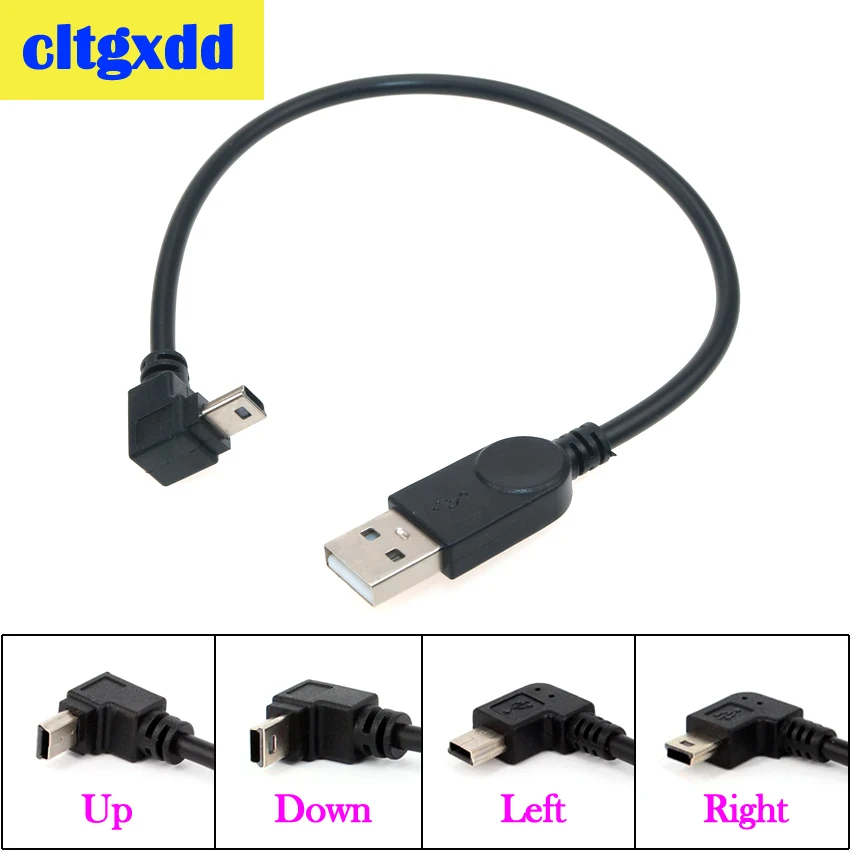 Фото Кабель для передачи данных cltgxdd, USB 2,0, штекер-штекер, мини-usb, 5pin, 90 градусов, вверх, вниз, влево и вправо, угловой, адаптер для автомобильного пл... №1