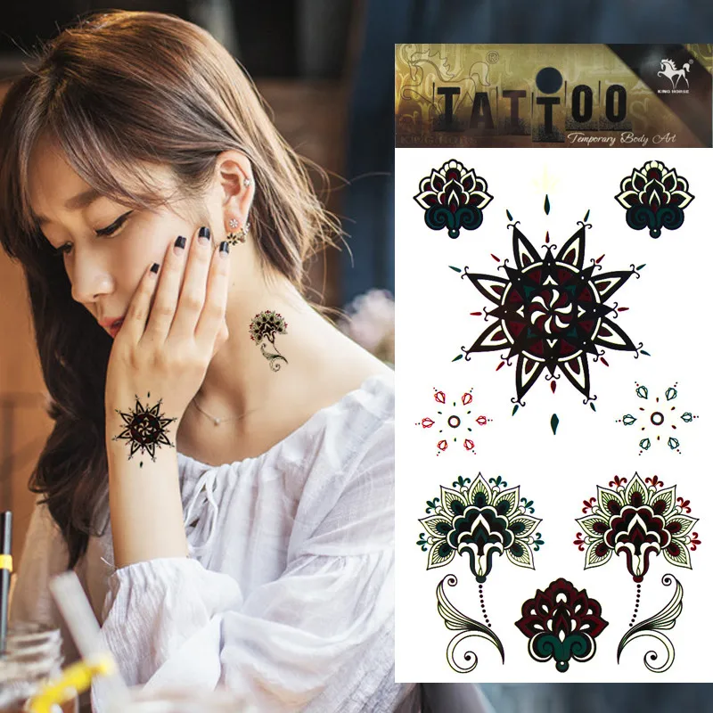 1 шт. временные люминесцентные тату Цветок Тотем дизайн боди арт стикер | Красота