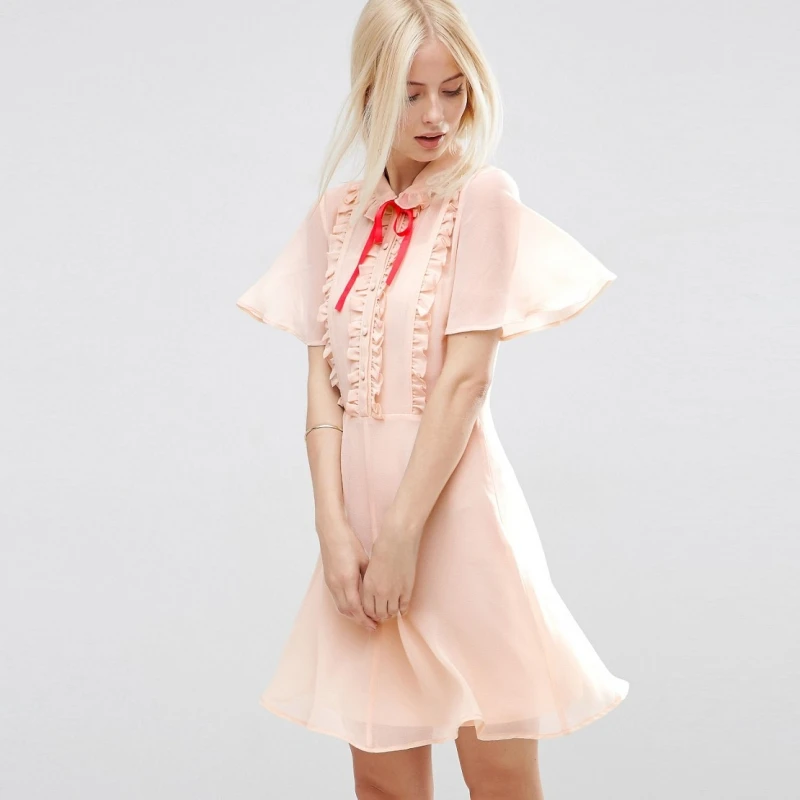 2018 новые женские Дикая мода Кружева шифоновое платье|lace chiffon dress|chiffon dressdress fashion |