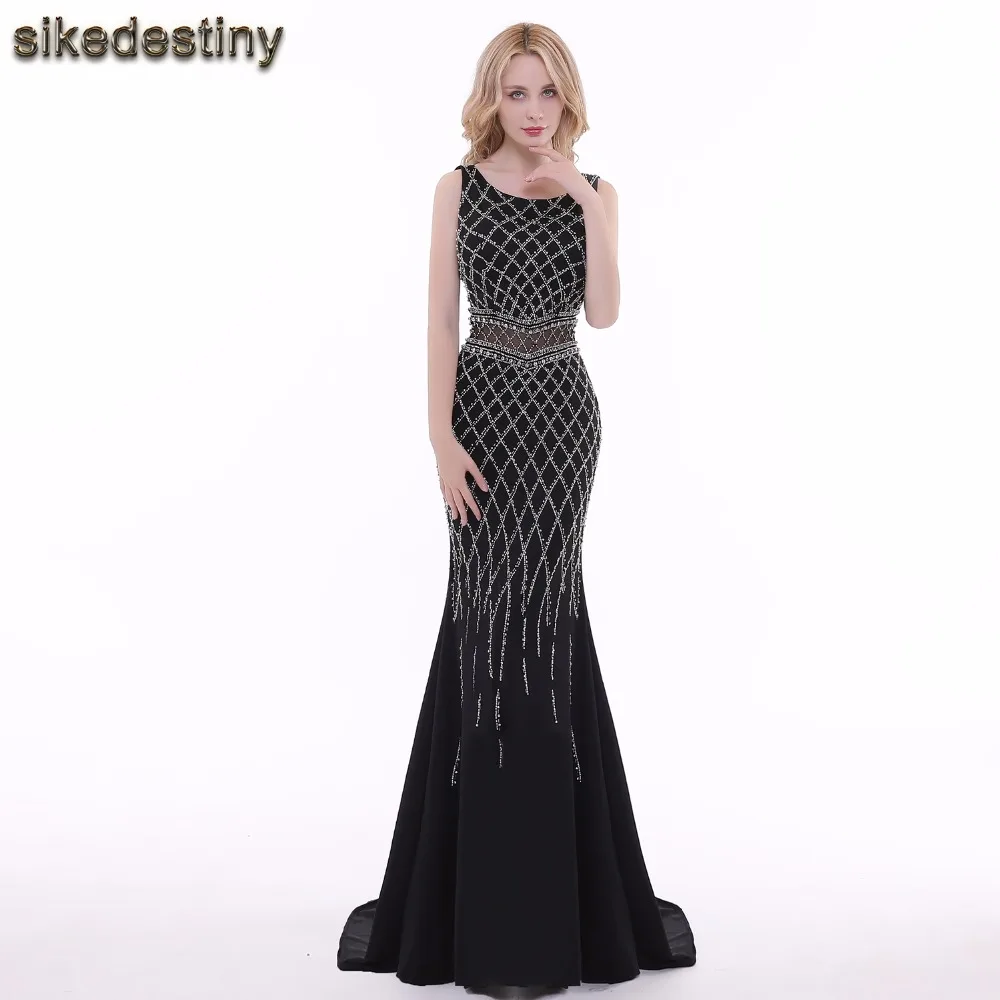 Sikedestiny Роскошные бисером Длинные Русалка вечерние 2018 Платья Формальные платья Robe
