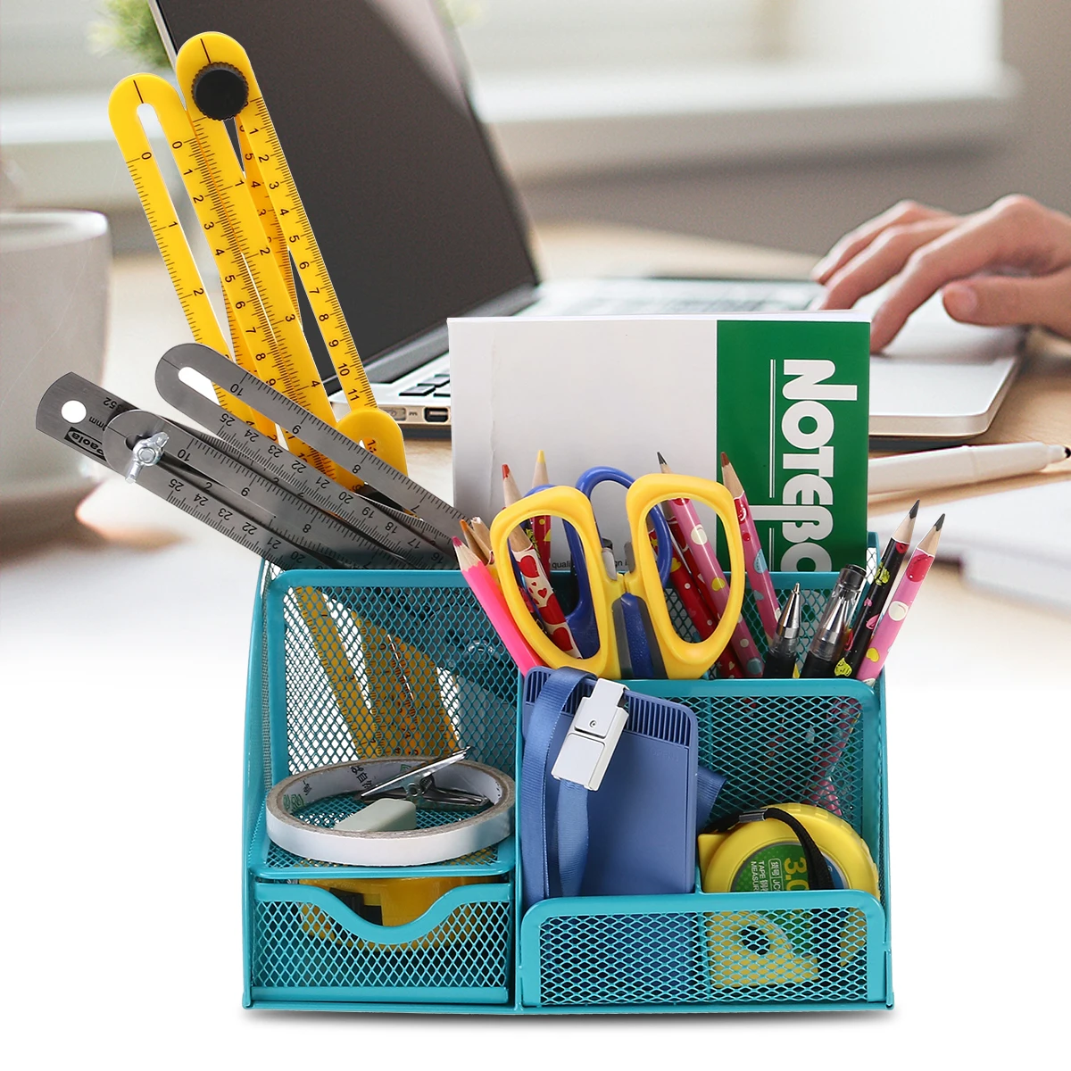 Multi-Functional Metal Mesh Desk Organizer Pen Holder Stationery File Paper Organiser Storage Collection Office School Supplies | Дом и сад