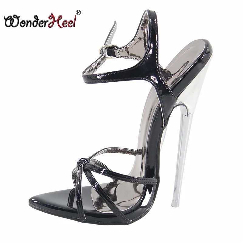 Wonderheel/ г. летние пикантные женские босоножки на очень высоком каблуке-шпильке 18 см с острым носком и ремешком с пряжкой