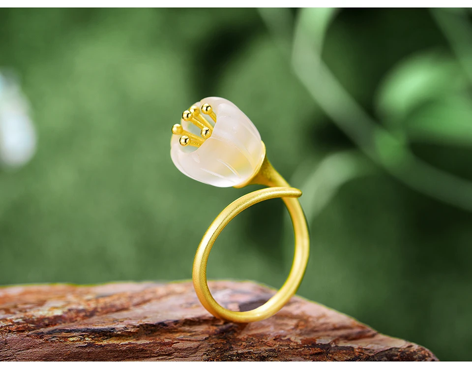 Lotus Fun Настоящее серебро 925 проба, натуральный кристалл ручной работы, дизайнерские ювелирные изделия, нежный свежий цветок, набор украшений для женщин