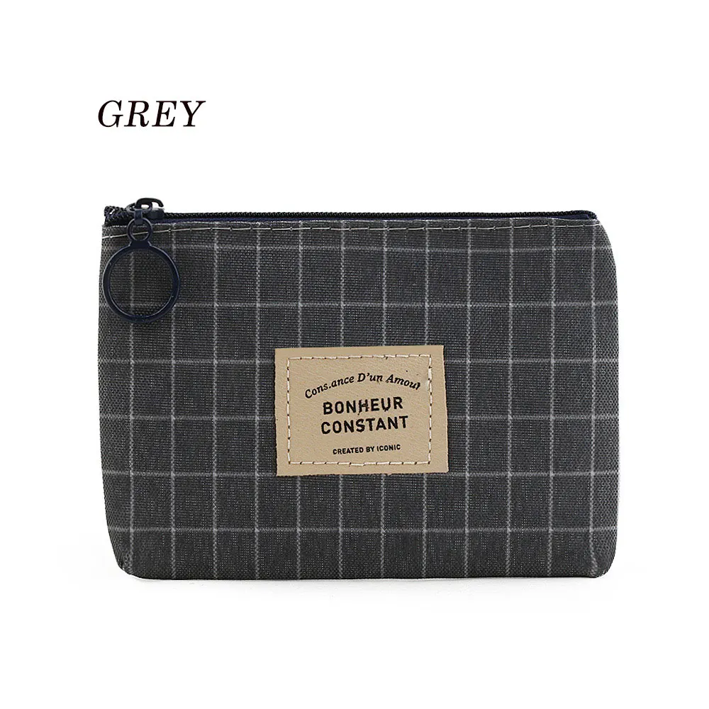 grey 1 шт., унисекс, Холщовый кошелек, ключ для карт, мини-кошелек, Холщовая Сумка, маленький кошелек на молнии для монет, держатель для карт, кошелек 4 цвета - Цвет: grey