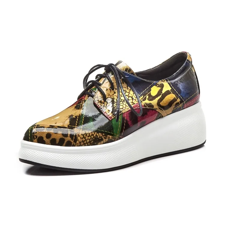 MLJUESE/модные кроссовки из коровьей кожи на шнуровке смешанных цветов Сезон