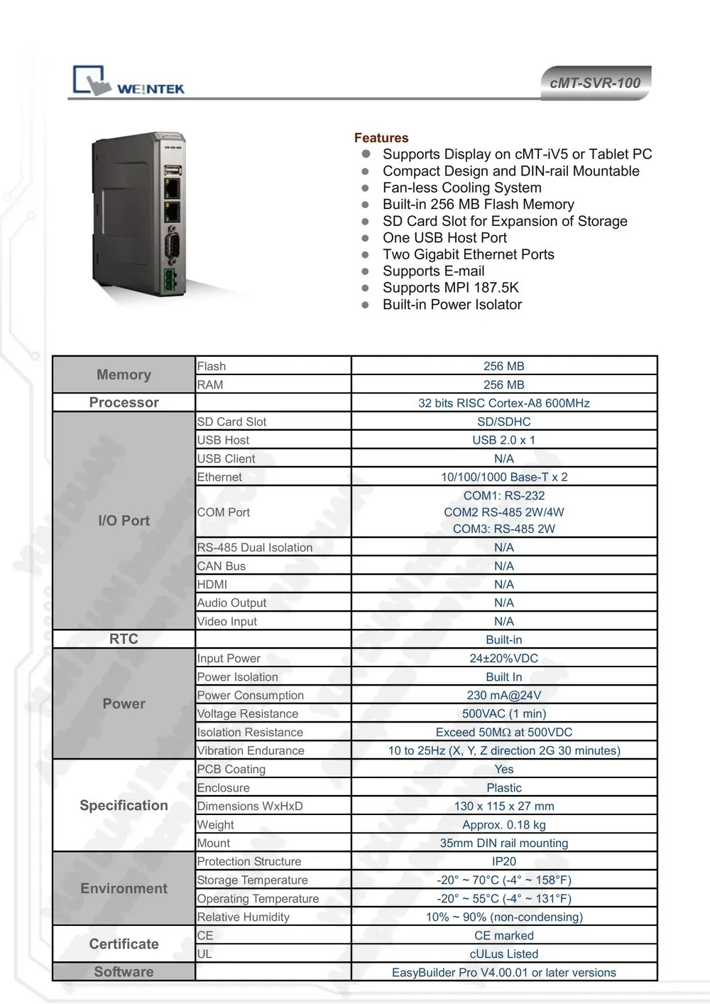 cMT-SVR-100 weinview Weintek HMI touch screen host controller Ethernet for iPad iPhone Android Tablet cMT-iV5 New In Box