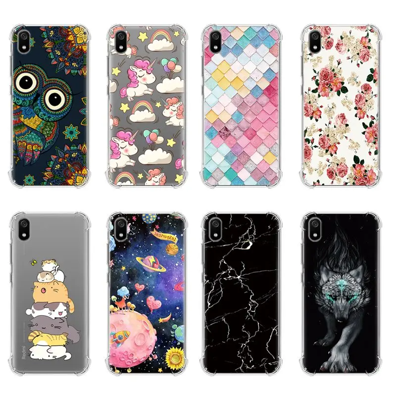 Phone case For Xiaomi Redmi 7A 5.45-inch Redmi7A Cute Cartoon Unicorn Marble High Quality Painted TPU Silicone Cove |