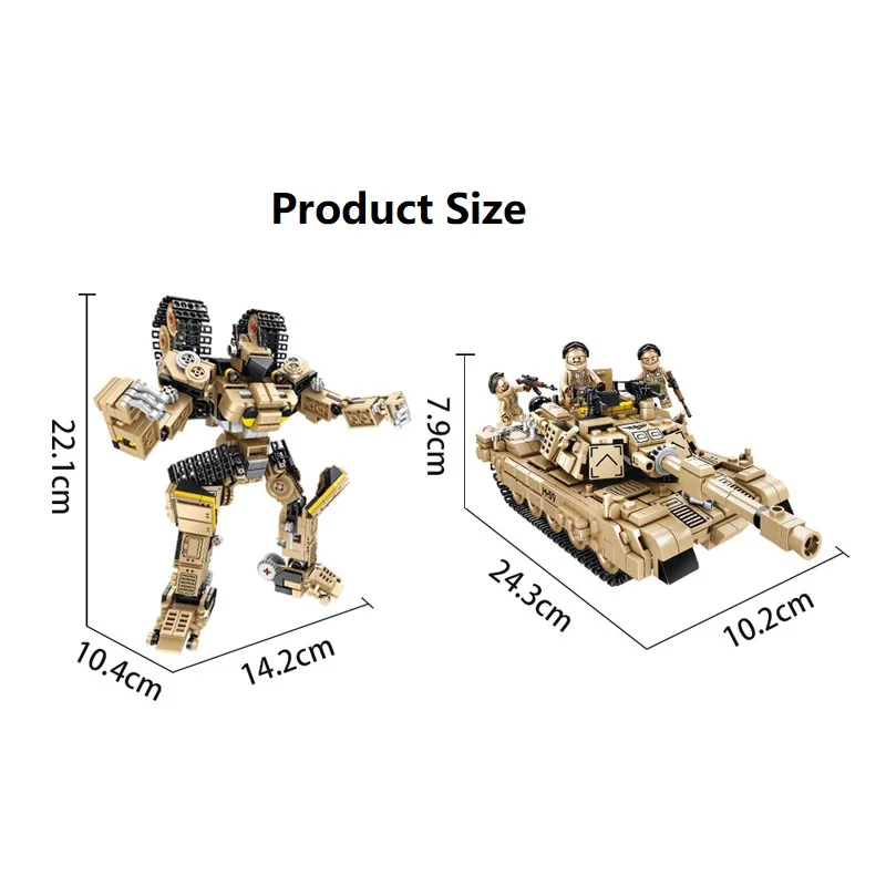 

Tank Military Deformation Mech robot Bricks Building Blocks toys for Childrens boy gift 810Pcs