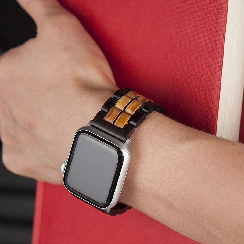 Сменный деревянный ремешок для часов Apple Watch 4 Band Series 1/2/3/4 браслет из нержавеющей