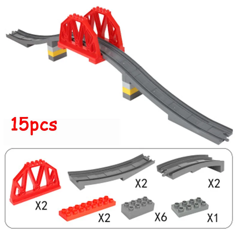 Train Track Bridge B GOROCK Duplo игрушки поезд трек мост Строительные блоки Набор для детей творческие Кирпичи совместимы с Duploe 3774 DIY трек игрушки - Цвет: Train Track Bridge B