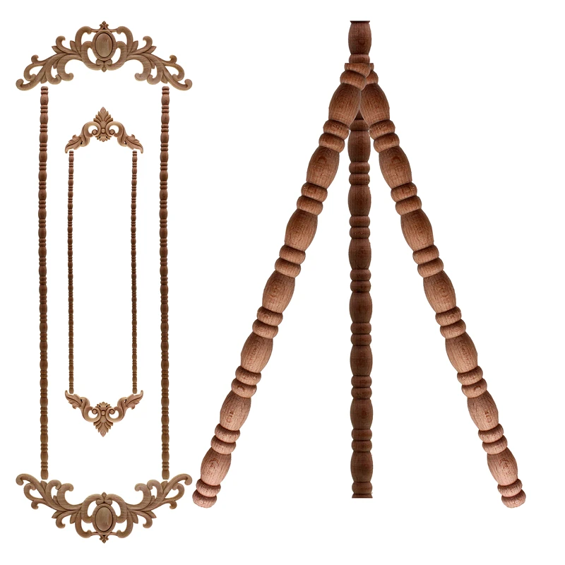 

VZLX Новое поступление винтажная деревянная резная угловая аппликация Неокрашенная мебель для шкафа декоративные статуэтки деревянная мини...