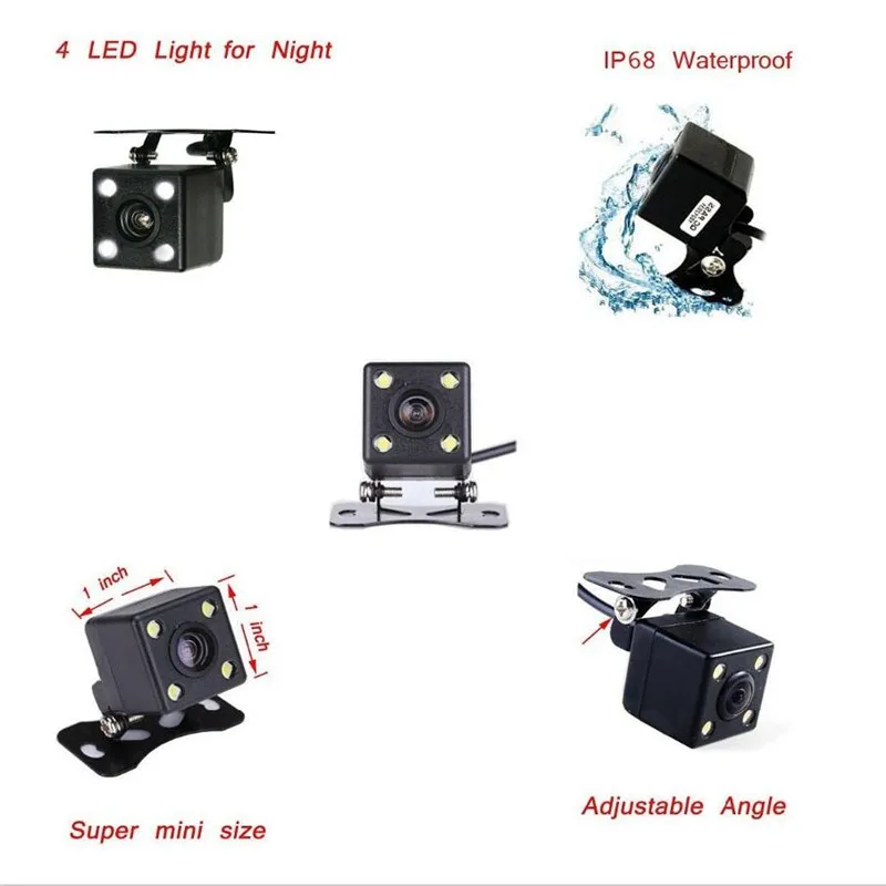 Podofo 4 LED Автомобильный ПЗС HD Автомобильная резервная камера заднего вида