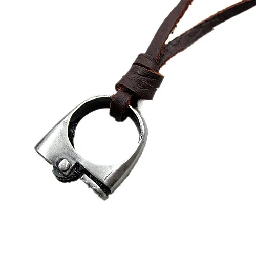 100% Genuine Leather Necklace Vintage Jewelry Pendant Men Necklaces For Women Statement With Metal Round Charm VLN057 | Украшения и