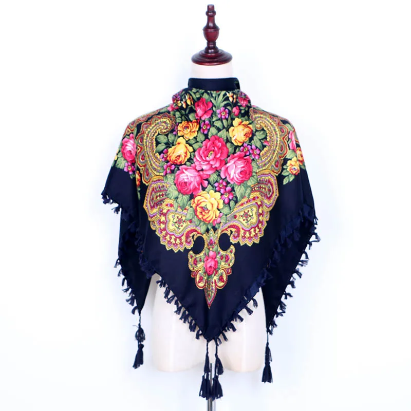 Женский шарф с цветочным принтом FAITHINK накидка пончо для взрослых на зиму и