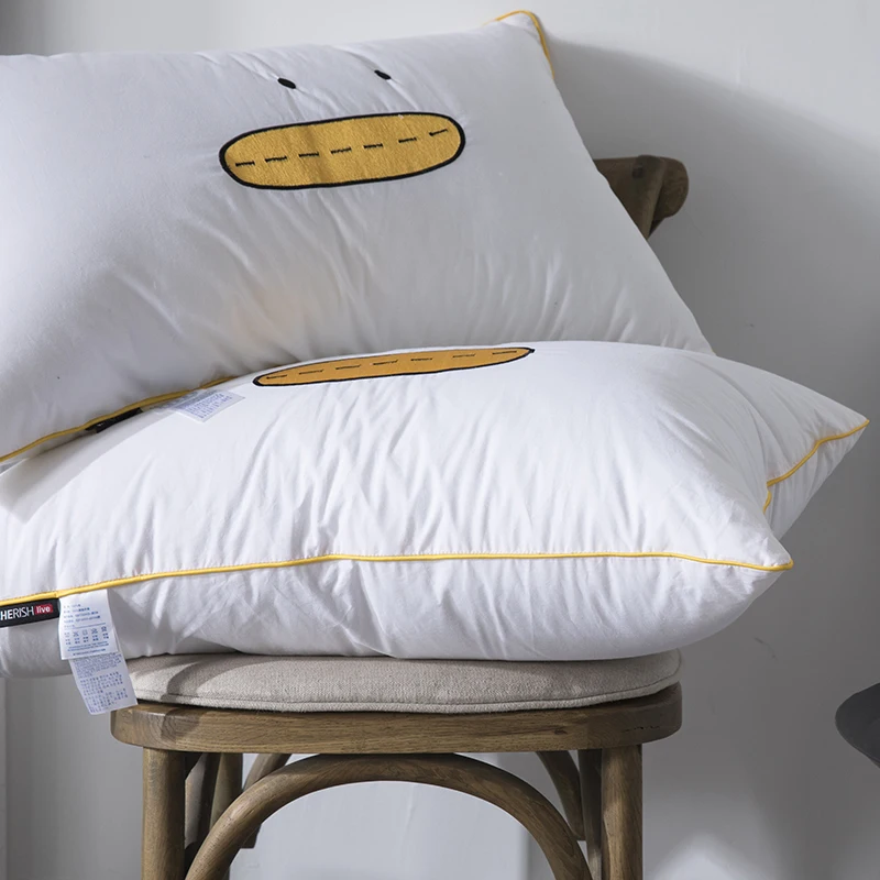 ADQKCLY Cute Duck Pattern Neck Pillow 100% Cotton Fabric Softness Cushion for Bedroom Adults 48*74cm Easy Washable 1PC | Дом и сад