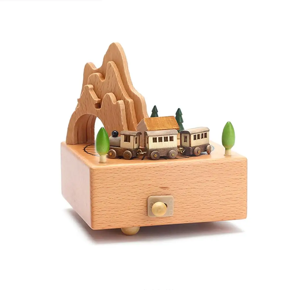 Kawaii Zakka карусель музыкальные коробки деревянная музыкальная шкатулка деревянные