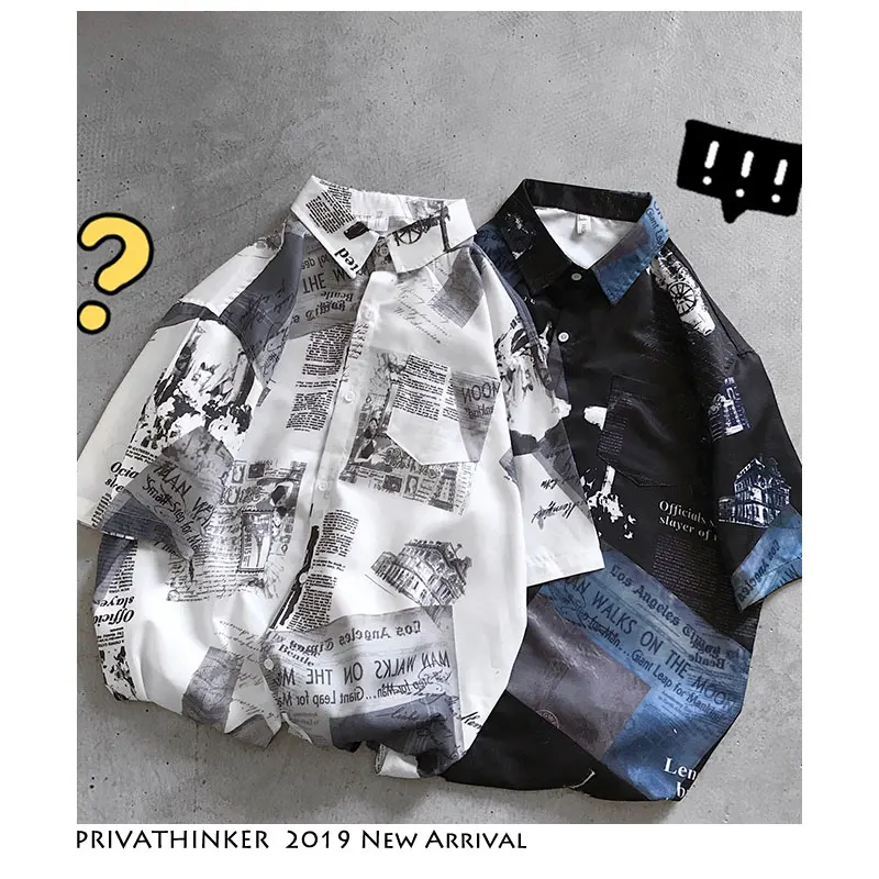 Privathinker Мужская свободная рубашка Harajuku 2019 весенние мужские рубашки с отложным