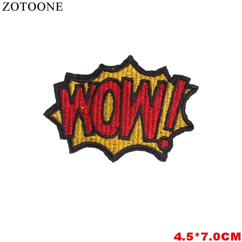 1476 ZOTOONE Wow нашивка с вышитыми буквами для одежды DIY железные нашивки для детей дикие аппликации пришитые наклейки для одежды аксессуары - Цвет: 1476