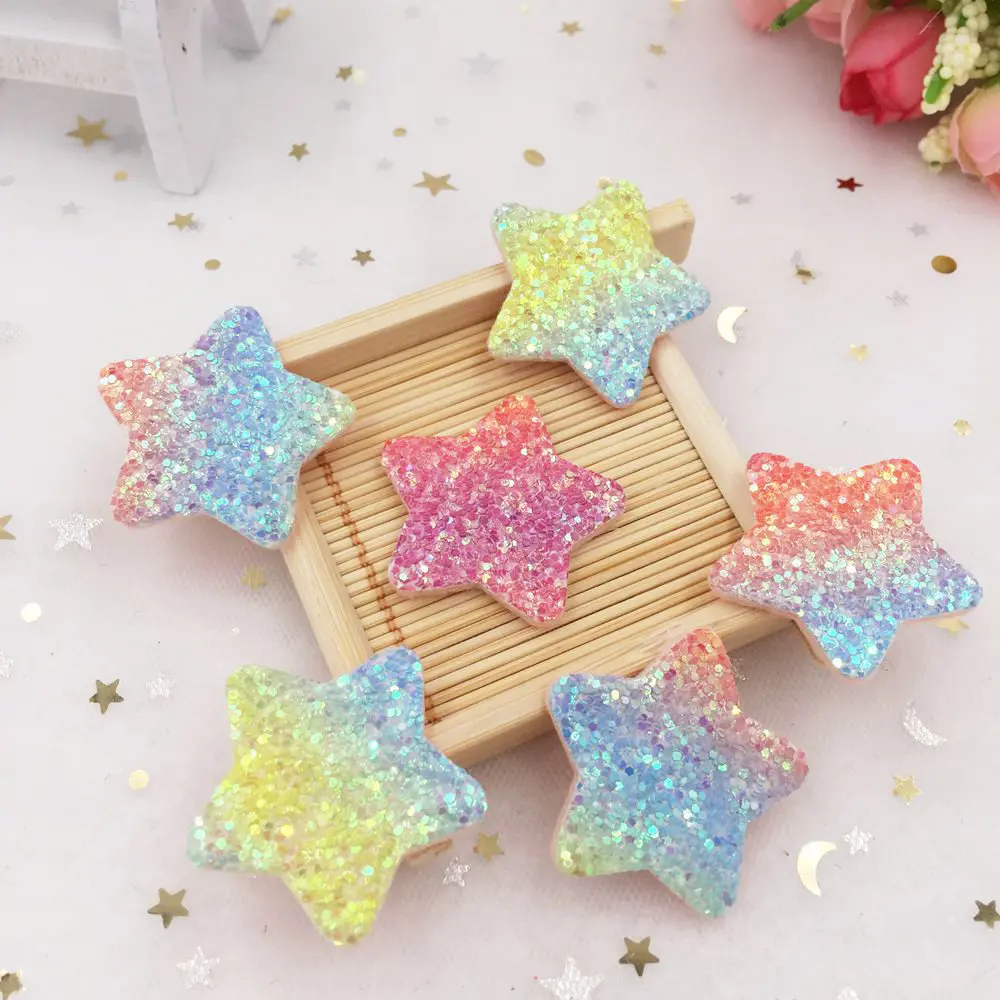 16pcs 35mm Rainbow Glitter Paillett Felt Fabric Star Patches Appliques Wedding DIY A52 | Дом и сад