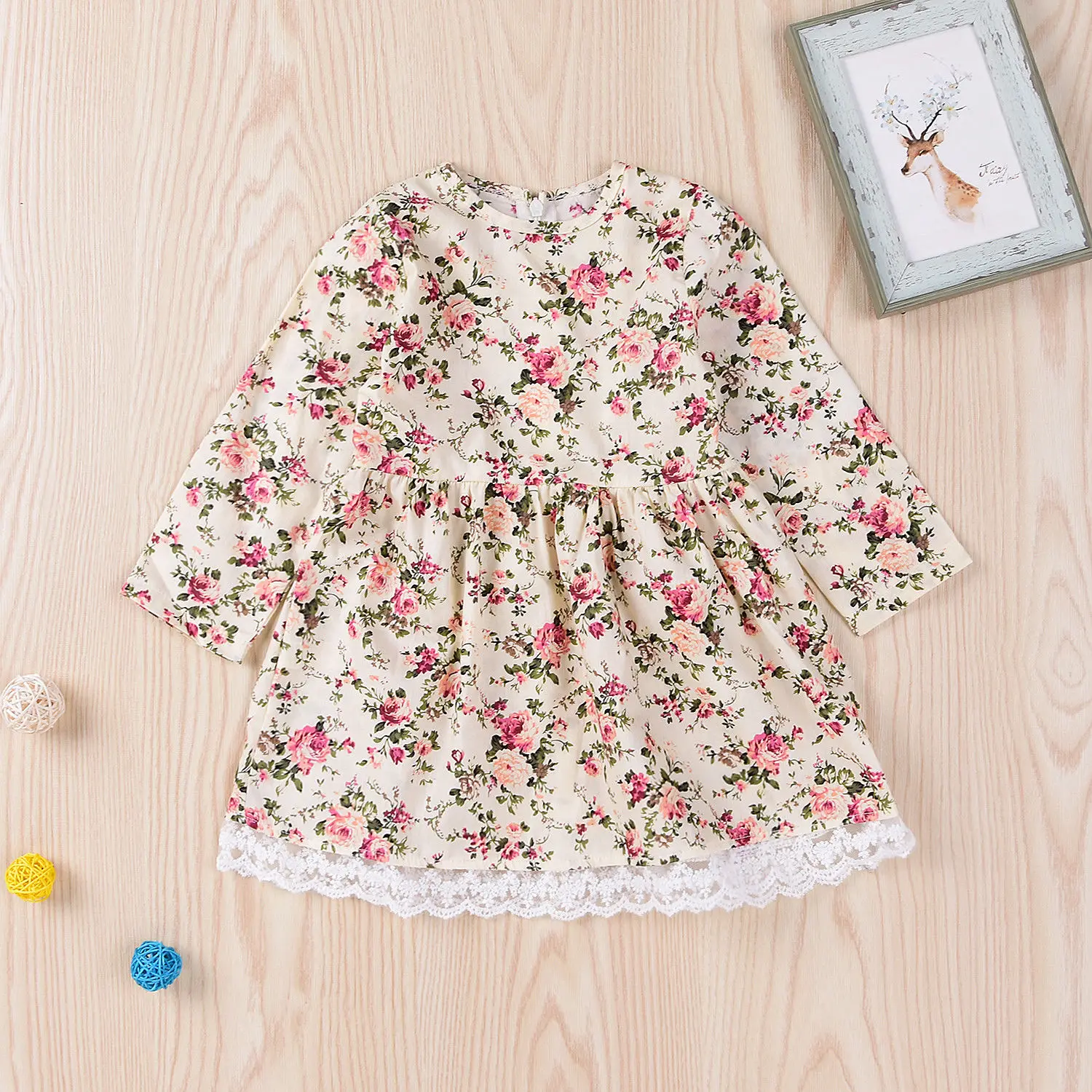2018 Brand New Toddler Kids Baby Girls Autumn Winter Princess Lace Dress Long Sleeve Flower Back Zipper Knee-Length 1-6Y | Детская