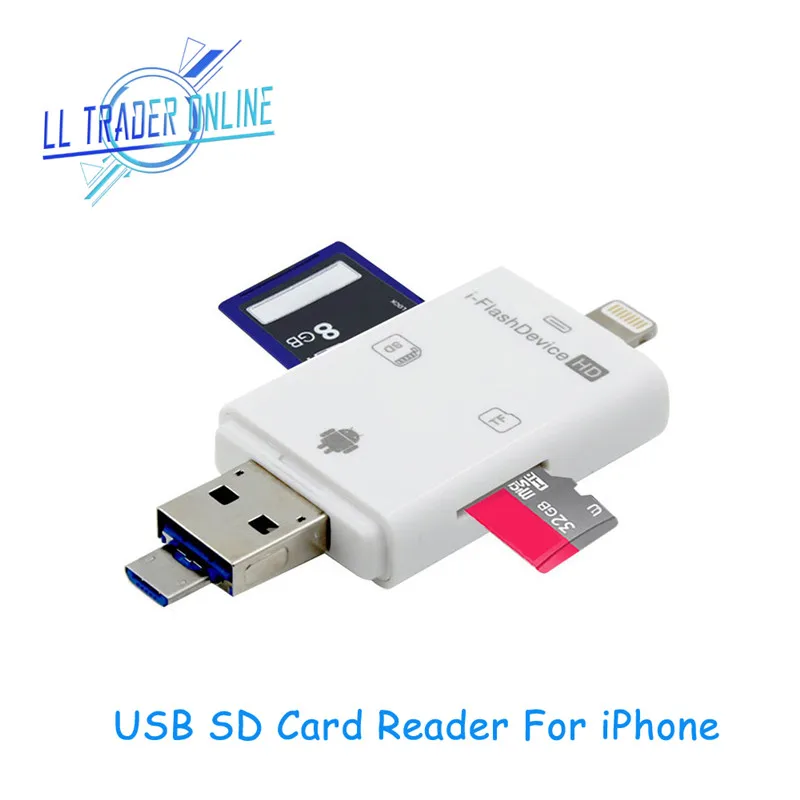LL TRADER i-Flash Drive Multi-Card OTG Reader HD Micro SD &amp TF Memory USB Card Adapter for iPhone 8/Andriod/PC Device | Компьютеры и