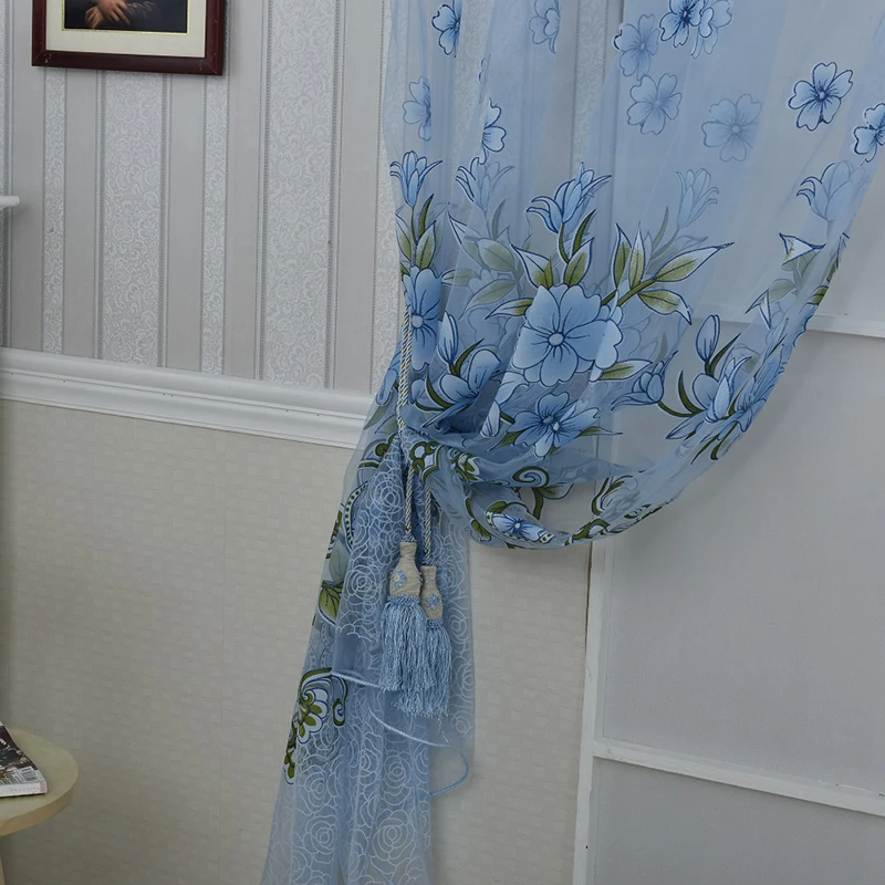 Шторы с принтом подсолнухов вуаль для дверей комнат окон драпировки прозрачные