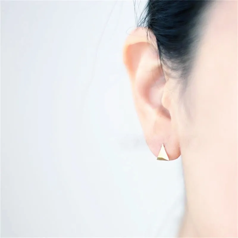 

Solid 3D geometry triangle earrings, triangular pyramid stud earrings for women