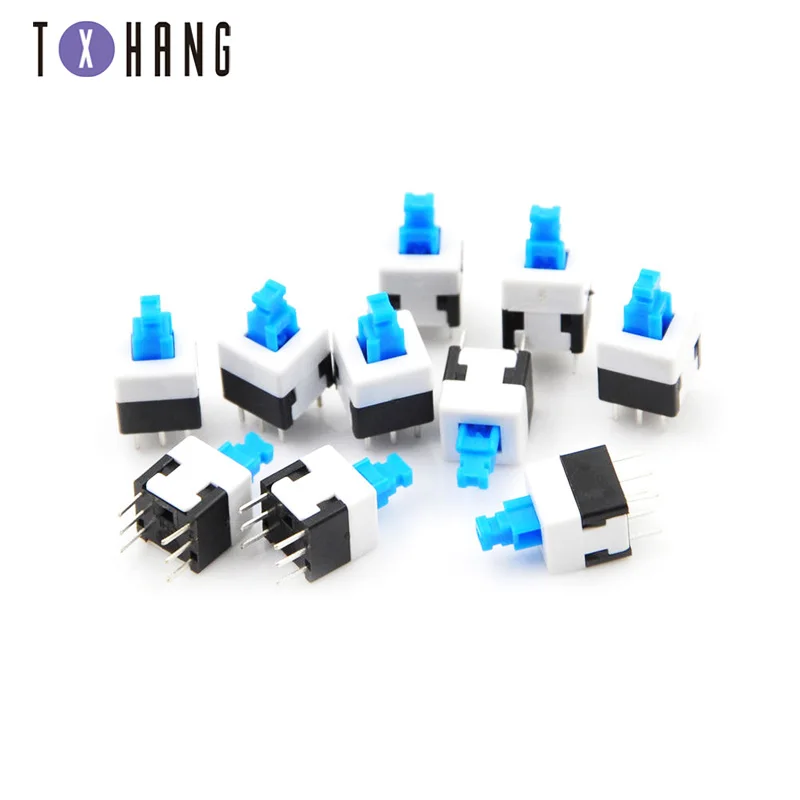 

10PCS 6-Pin Push Tactile Switch 7x7/8x8mm Cap On-Off DIP no lock/Self-locking