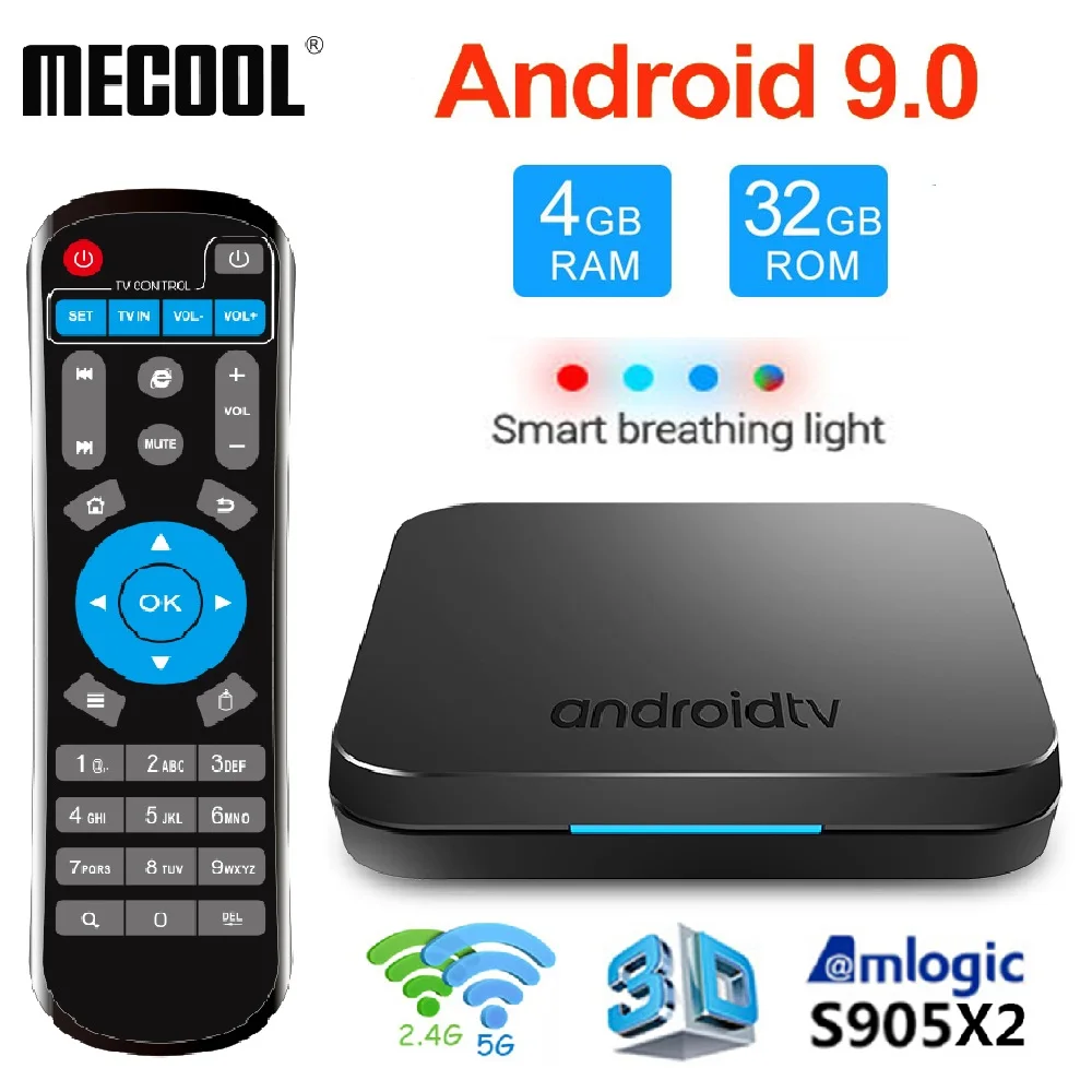 MECOOL KM9 DDR4 Android 9,0 Smart tv Box Amlogic S905X2 4GB 64GB 32GB USB3.0 4K H.265 2,4G 5GHz Dual Wifi BT4.1 ТВ-приставка