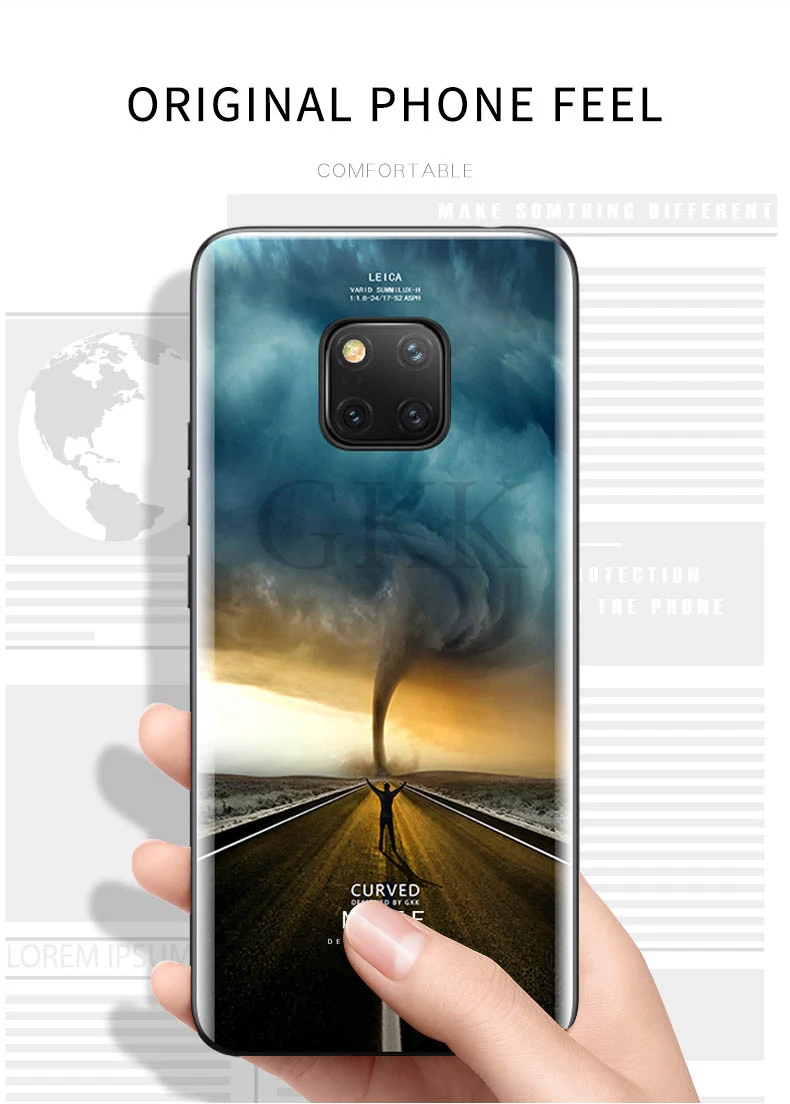 Роскошный чехол для huawei mate 20 pro, чехол из закаленного стекла с мягкими краями, ТПУ силиконовый чехол для телефона, чехол для mate 20