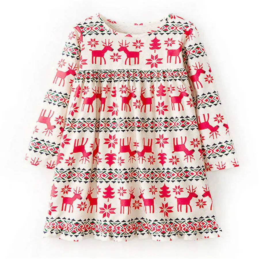 Littlemandy Girls Dress Alpaca Appliques 2019 Autumn New Princess Dresses For Girl Kids Baby Clothes Long Sleeve | Детская одежда и