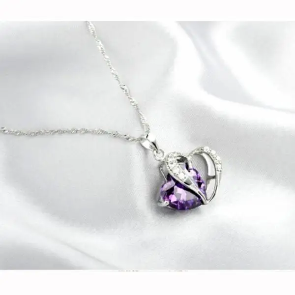 2019 Women Elegant Necklace Silver Chain Crystal Rhinestone Heart Pendant Necklaces Ladies Fashion Jewelry Accessories Wholesale | Украшения