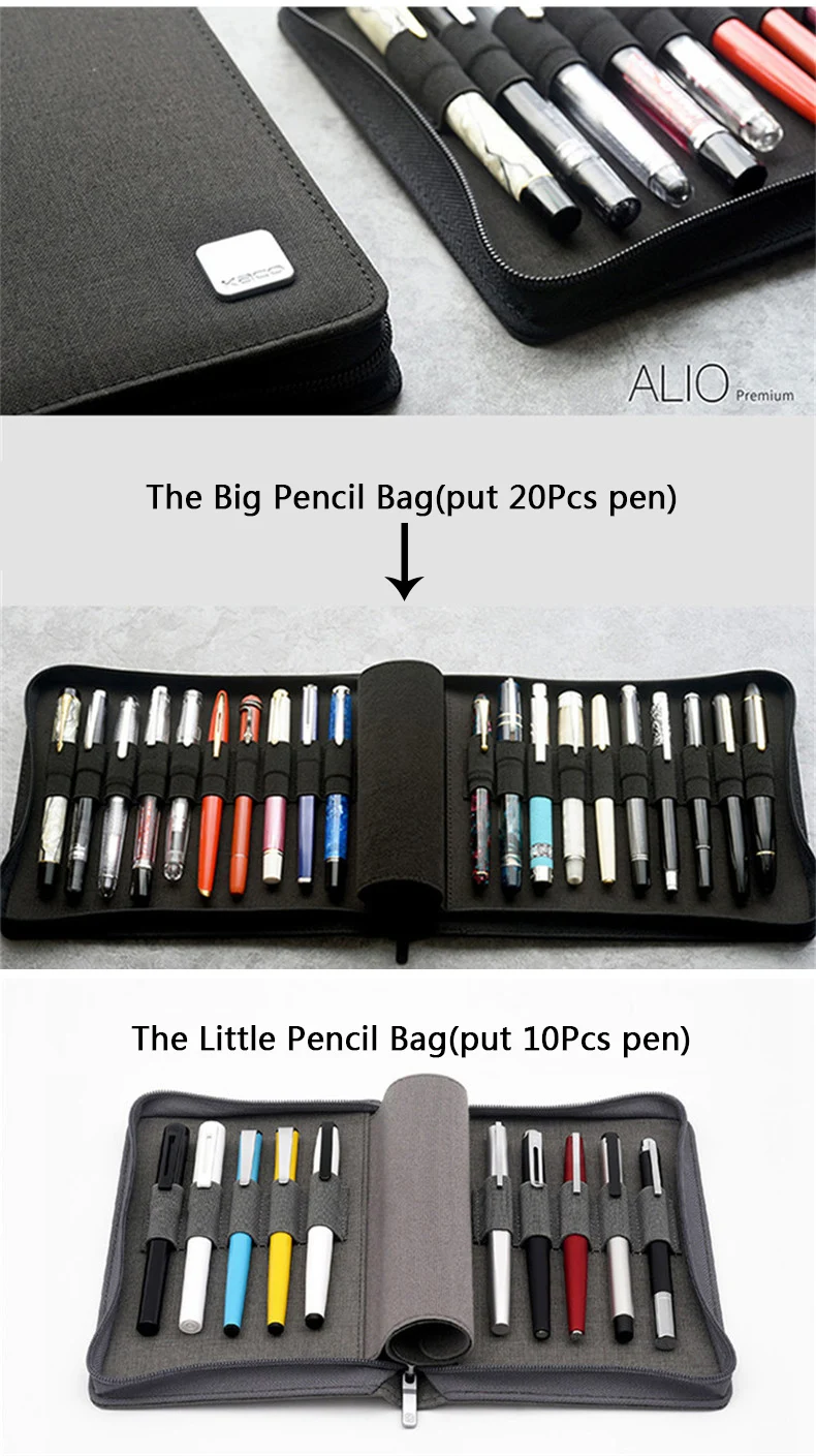 Сумка для хранения ручек KACO ALIO, водонепроницаемая, черный, серый, 10 держателей, 20 держателей, чехол для карандашей, коллекционные сумки для роскошных ручек