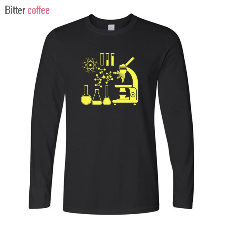 Мужская футболка с длинным рукавом, брендовый свитшот с принтом микроскопа, научного ученого, Осень-зима от AliExpress WW