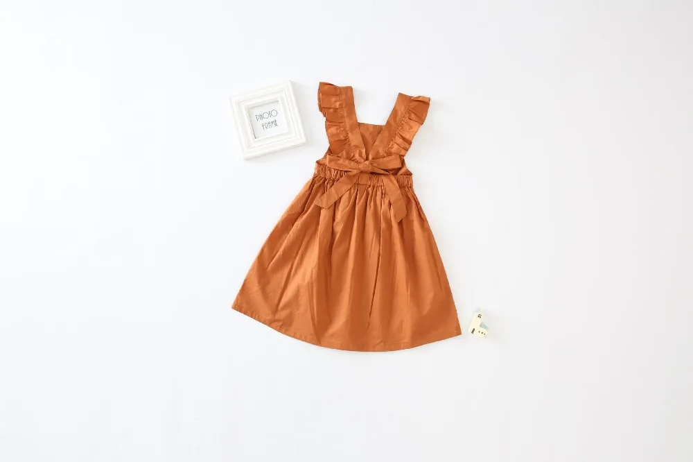 Kids Baby Girls Bowknot Dress Ruffles Bow Clothing Pumpkin Clothes Dresses for Brown Cute 1-5 Years Children | Детская одежда и