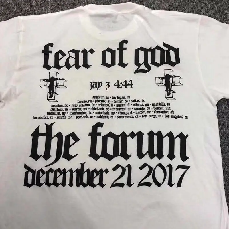 Страх Божий Черный и белый цвета Пара хип-хоп с короткими рукавами футболки 1096 |