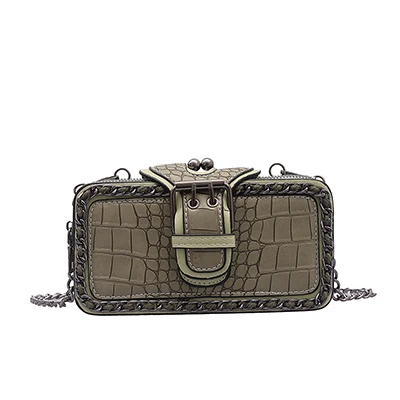 Dark green Маленькие сумки через плечо с каменным узором и цепочкой для женщин, дорожные мини-кошельки для телефонов и сумки, женская модная сумка-мессенджер - Цвет: Dark green