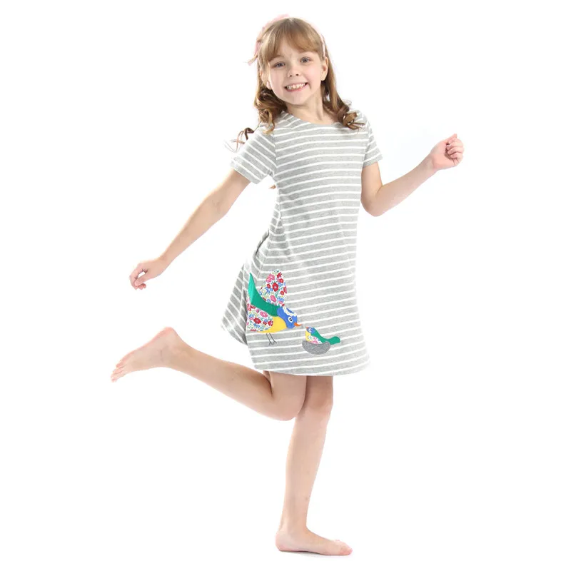 Детская одежда для девочек платья с аппликацией из хлопка летняя вечерние