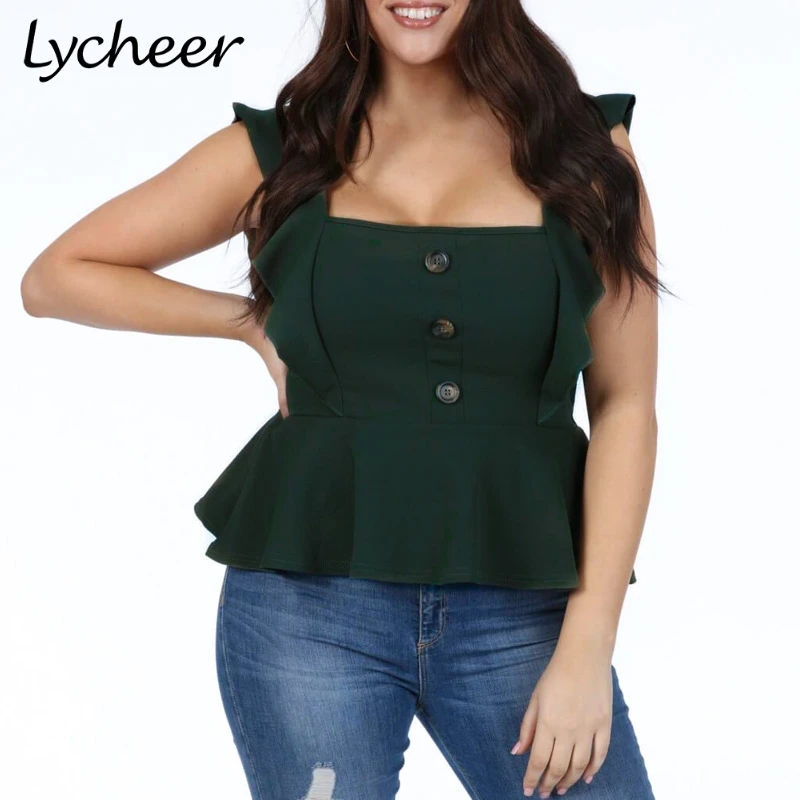 Lycheer сексуальный черный летний пляжный топ больших размеров однотонный модный