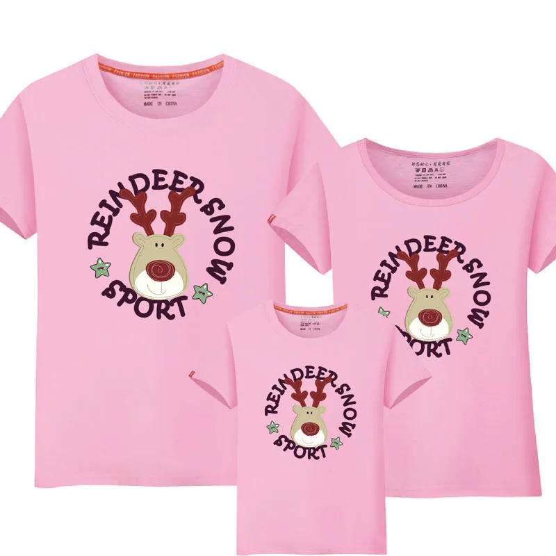 1Piece Family Look T-shirt 2018 Cartoon Snow Deer mother Mommy and Me Daughter Father Baby Clothes Matching Clothing Sets | Мать и