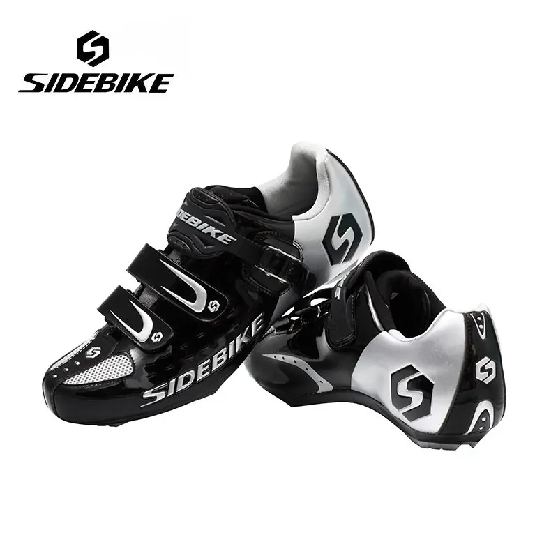 Черный SIDEBIKE мужской Для женщин дорожный велосипед обувь, дышащая, с противоскользящим эффектом; велосипеда само замок обувь Zapatillas Ciclismo Bicicleta - Цвет: Черный