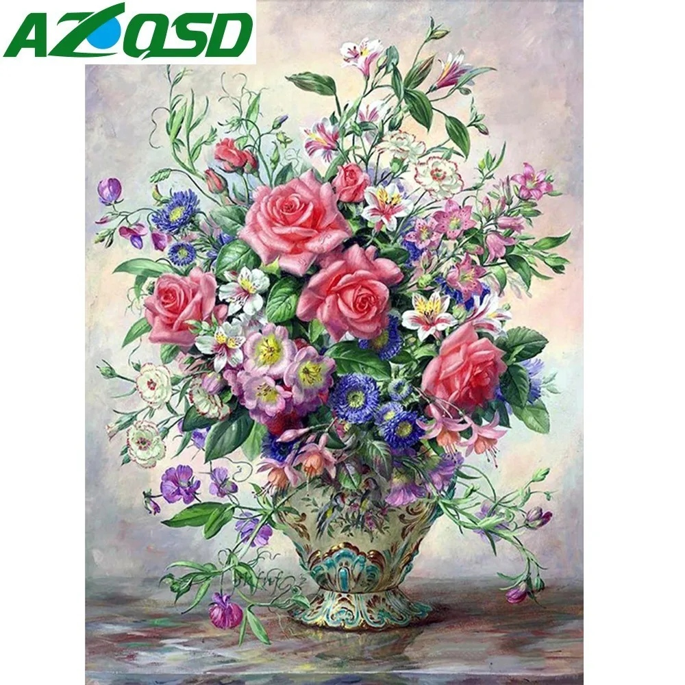 AZQSD полная квадратная алмазная живопись цветочный 5D DIY Алмазная вышивка цветок картина Стразы мозаика розы украшение дома