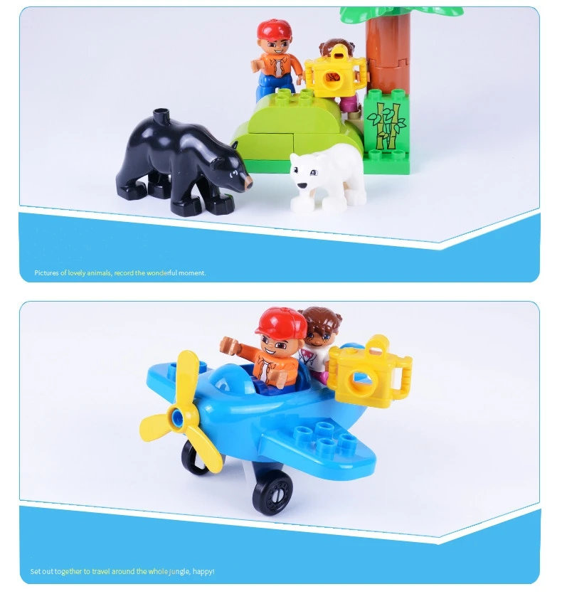 3 комплекта Конструкторы duplo наборы джунглей животных блоки Большой размер DIY enleten кирпичи совместимые Фигурки Игрушки для маленьких детей
