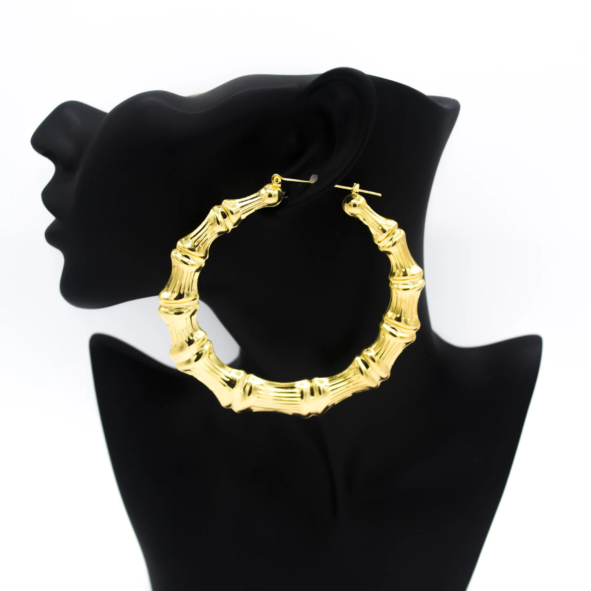 

1 pair Alloy Hip-hop Earrings Oorbellen Orecchini Large Bamboo Joint Hoop Earrings Big Circle Hoops Gold Hoop Earrings Jewelry