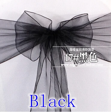 Черный цвет пояс для стула Хрустальный из органзы свадебное украшение бант