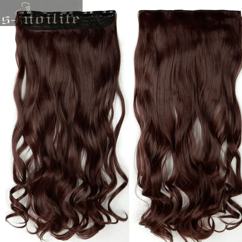 #33 S-noilite, 18-28 дюймов, длинные волосы на заколках для наращивания, 1 шт., синтетические, настоящие натуральные волосы, 3/4, на всю голову, черный, коричневый - Цвет: #33