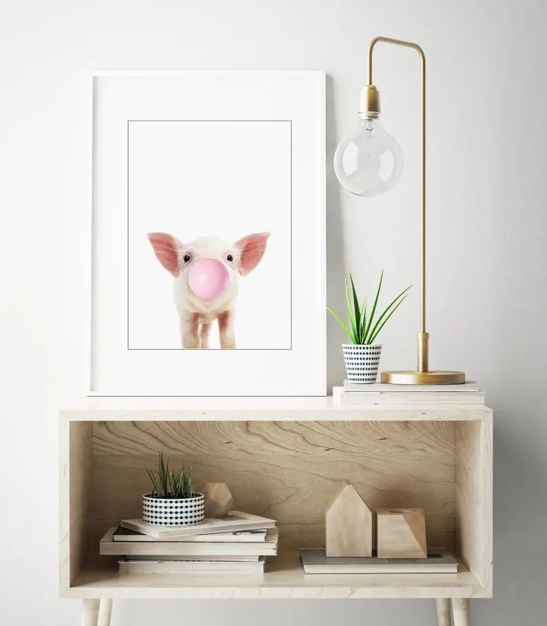 Современная Скандинавская роспись поросят с рисунком жевательной резинки