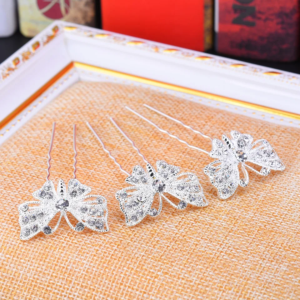 Оптовая продажа 20 штук цветок со стразами женские свадебные волос партии