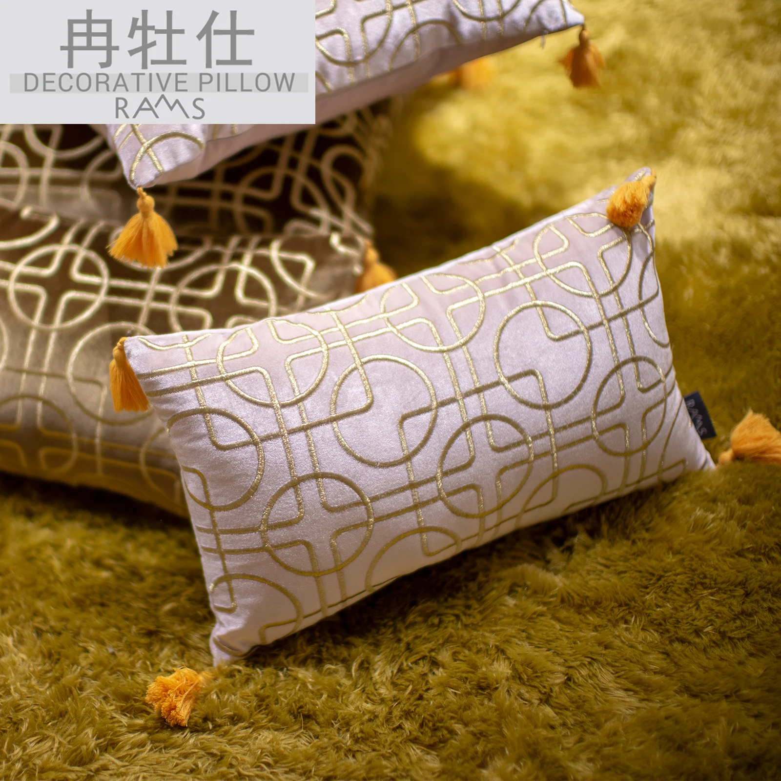 

2020 Rams Embroidered Decorative Geometric Pillow Cushion Home Decor Embroidery COVER ONLY NO FILLING