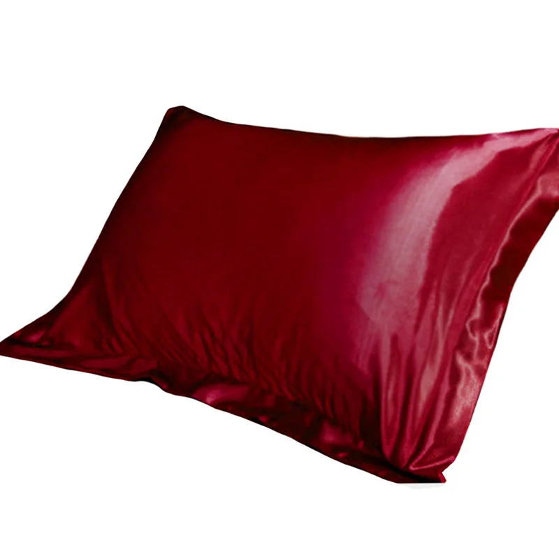 wine red Urijk наволочка из чистого эмуляционного шелка и сатина, наволочка для подушки, удобная Роскошная наволочка для кровати, наволочки для подушек 48x74 см - Цвет: wine red